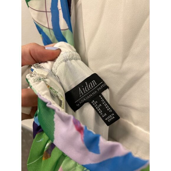 Aidan By Adrianna Papell Printed Chiffon Maxi Dress Multicolor Womens Size 8 - Picture 10 of 11